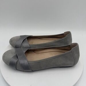 Vionic Womens Maria Gray Suede Ballet Flat Comfort Shoes Size 9